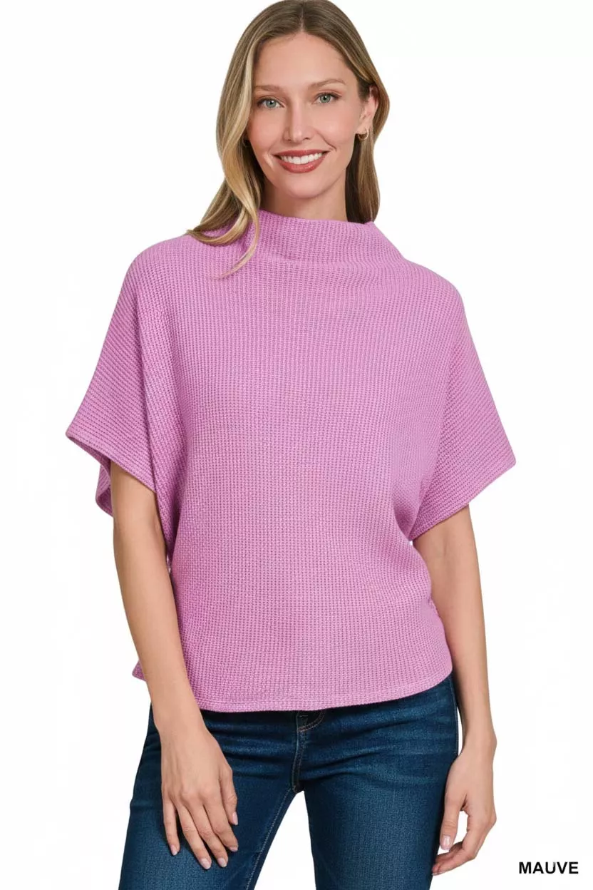 Mock Neck Sweater with Side Shirred, image 3