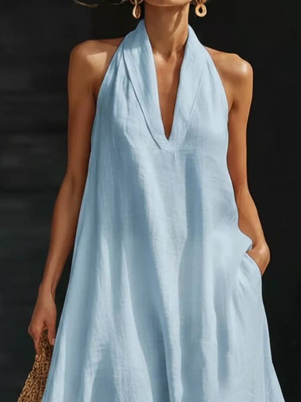 Full Size Halter Neck Sleeveless Maxi Dress Plus Size, image 3