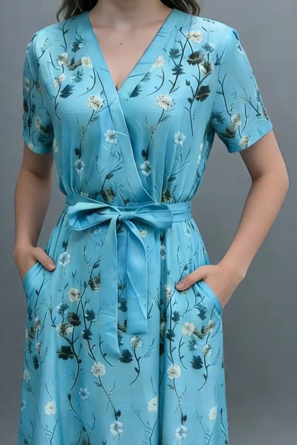 Floral Print Wrap Maxi Dress, image 4