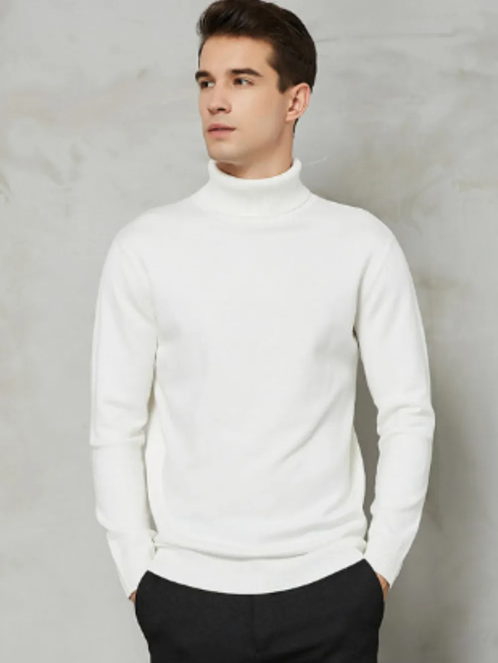 Men's Plus Size Turtleneck Long Sleeve Sweater, image 8