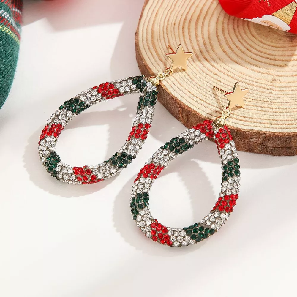 Christmas Rhinestone Teardrop Earrings, image 2