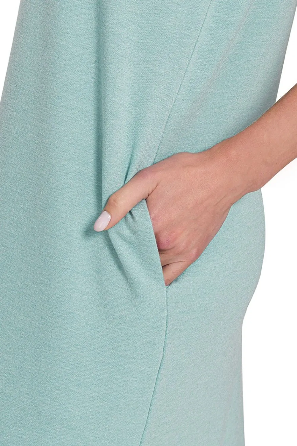 French Terry Sleeveless Round Neck Midi Dress, image 3