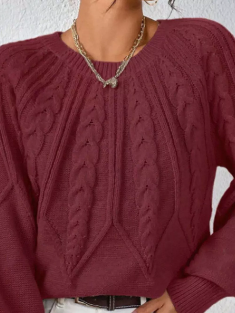 Cable Knit Long Sleeve Sweater, image 5
