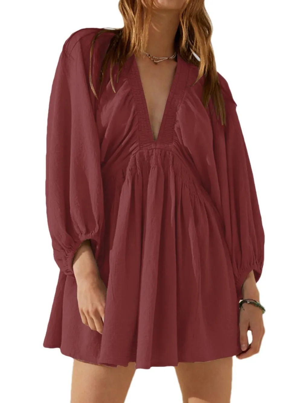 Textured V-Neck Mini Dress, image 6