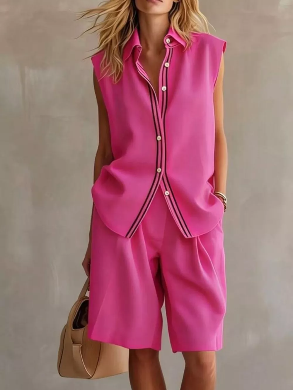 Sleeveless Button Up Top and Shorts Set, image 10