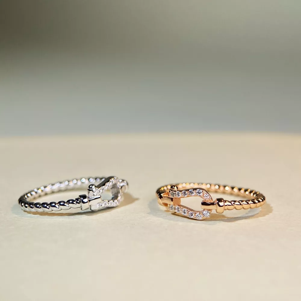 925 Sterling Silver Zircon Horseshoe Shaped Ring, image 4