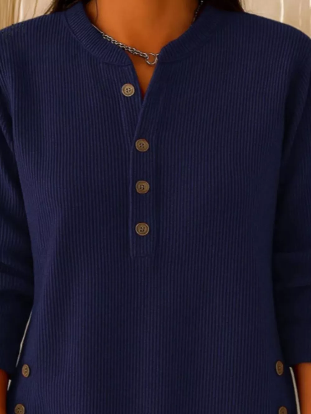 Full Size Button Detail Corduroy Top Plus Size, image 6