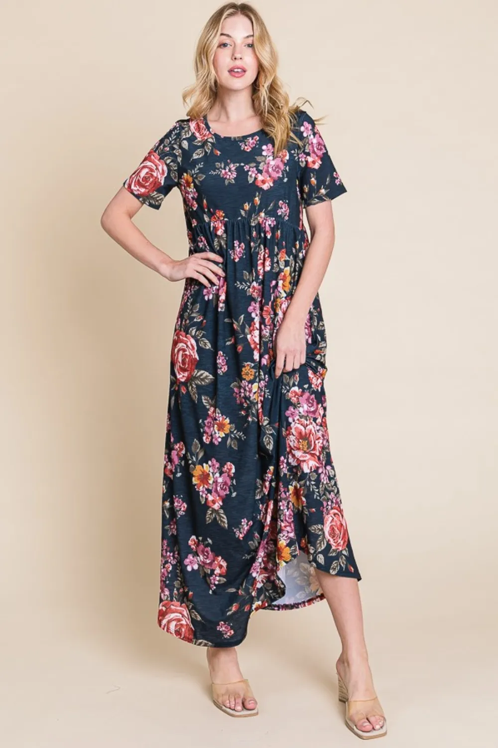 Floral Short Sleeve Maxi Dress, image 4