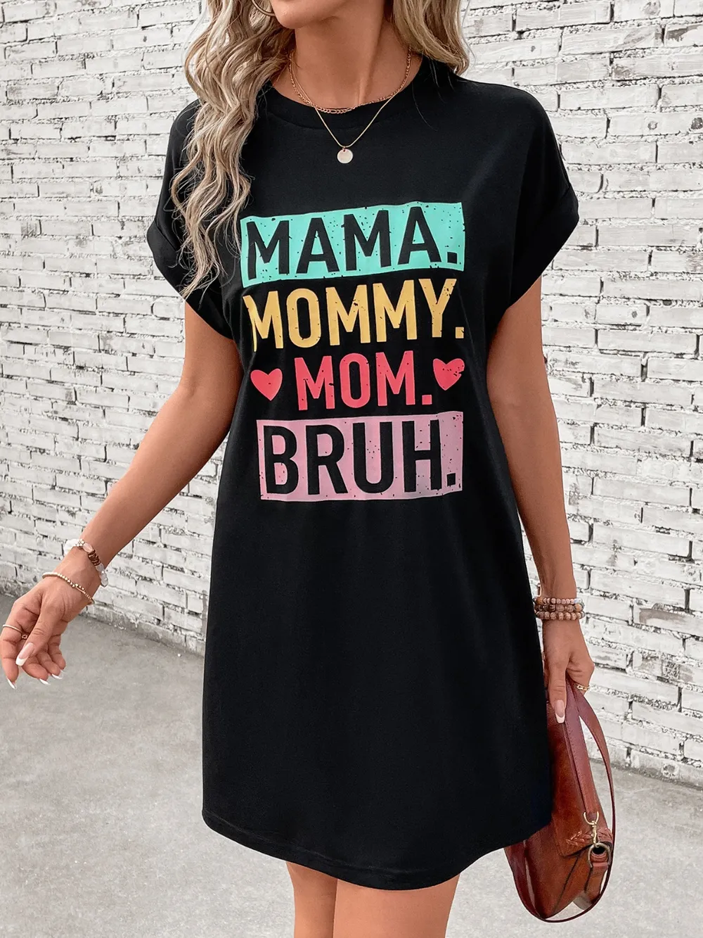 Letter Graphic Short Sleeve Mini Tee Dress, image 4