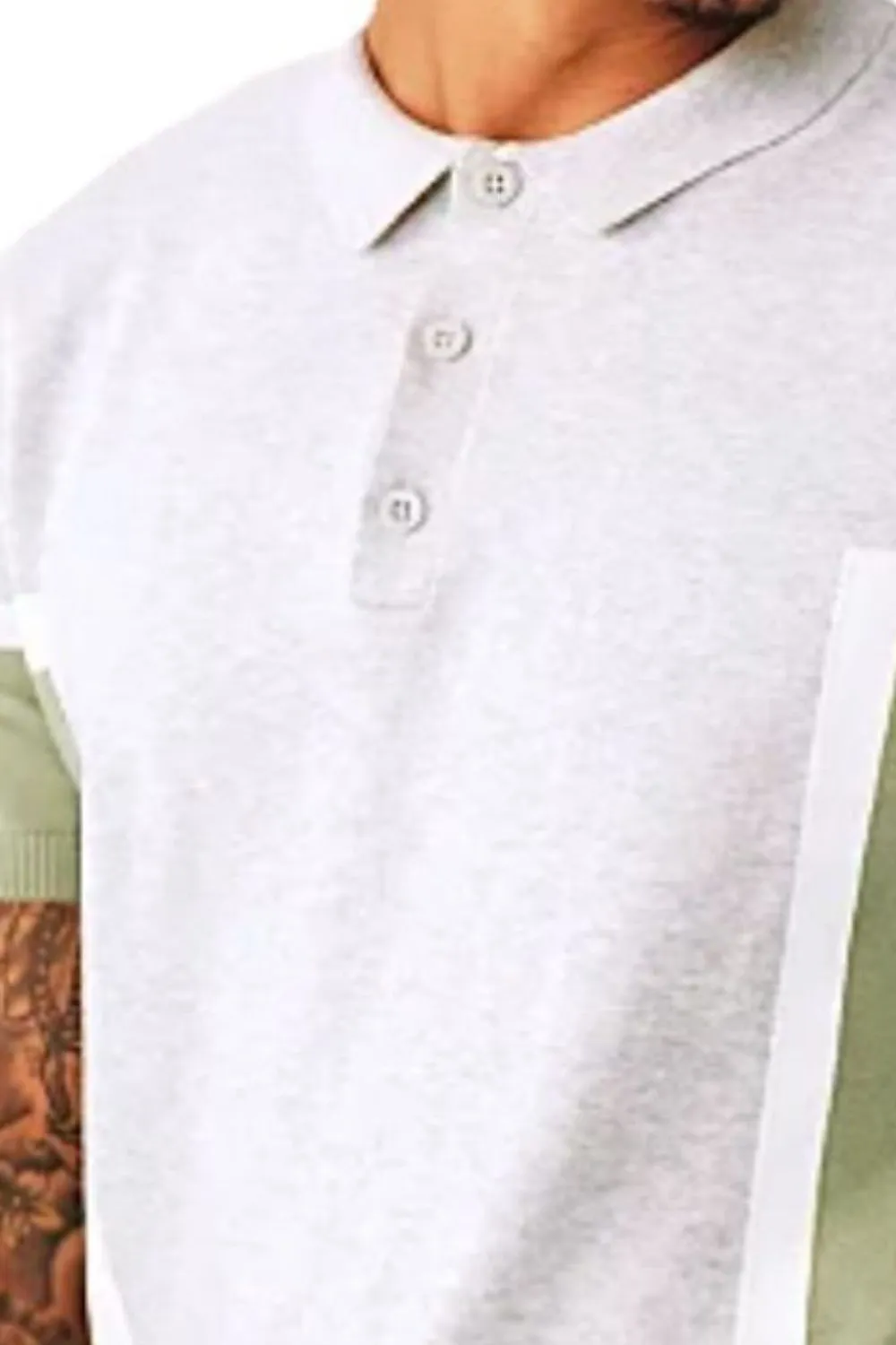 Men's Plus Size Button Detail Short Sleeve Contrast Polo, image 3