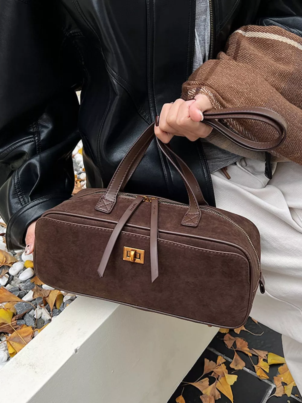 Suede Leather Shoulder Bag, image 6