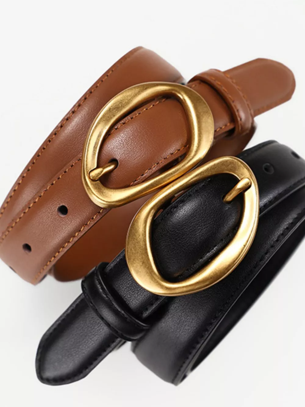 Golden Buckle Leather Belt, image 4
