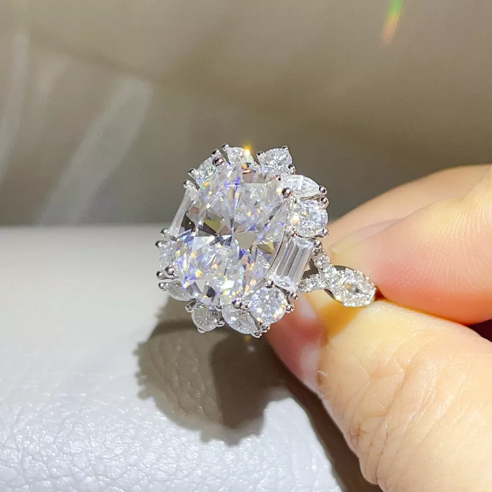 8 Carat 925 Sterling Silver Moissanite Ring, image 5