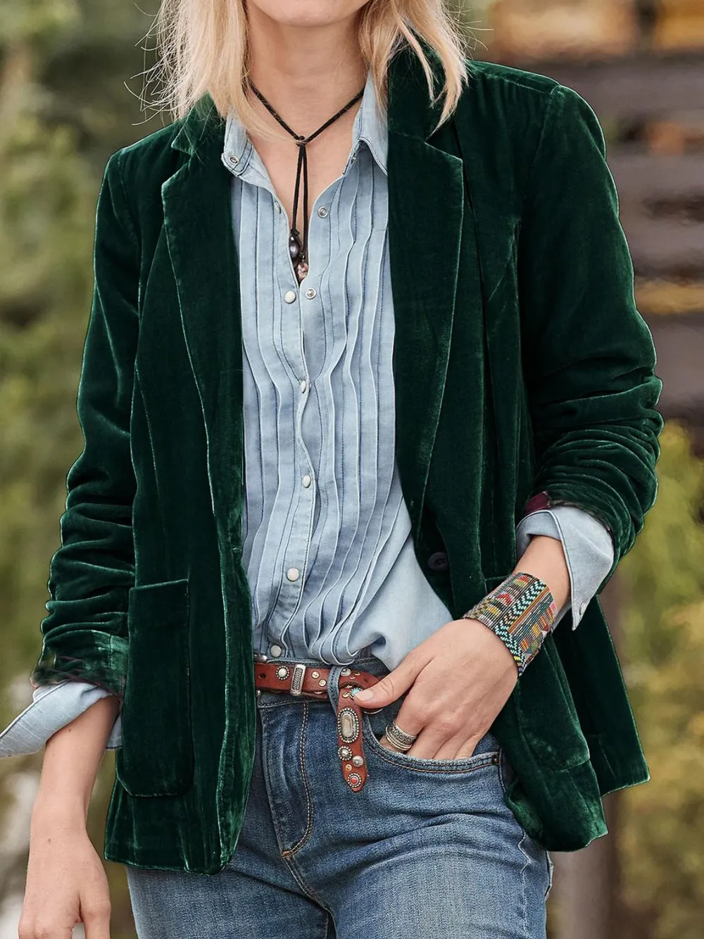 Pocketed Button Up Lapel Collar Blazer, image 17