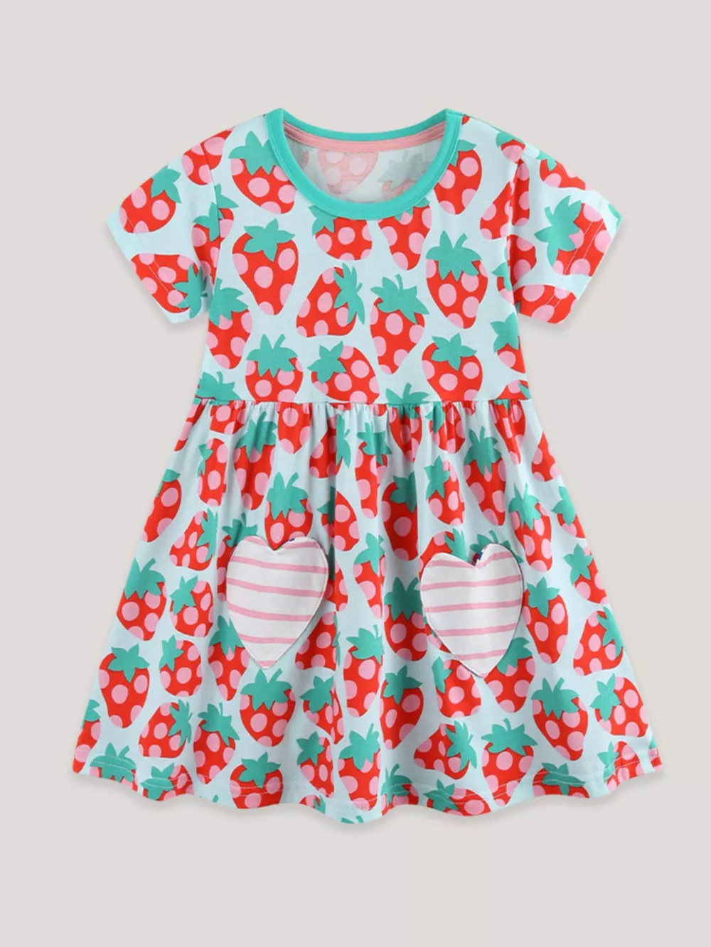 Children's Strawberry Print Casual Dress, image 2