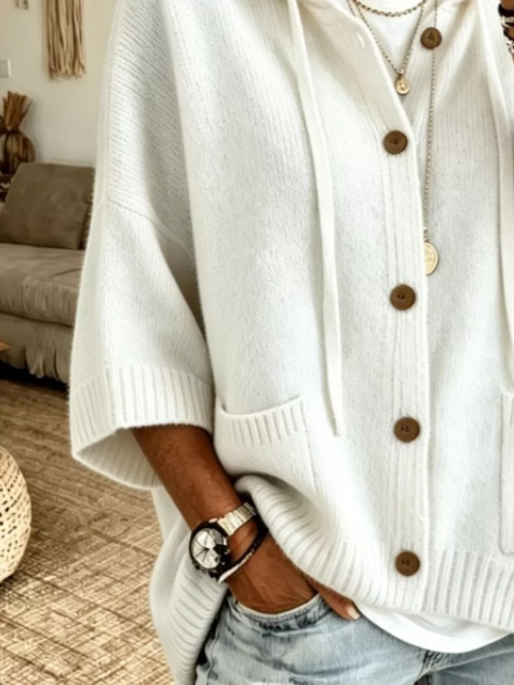 Full Size Hooded Button-Down Knit Cardigan Plus Size, image 19