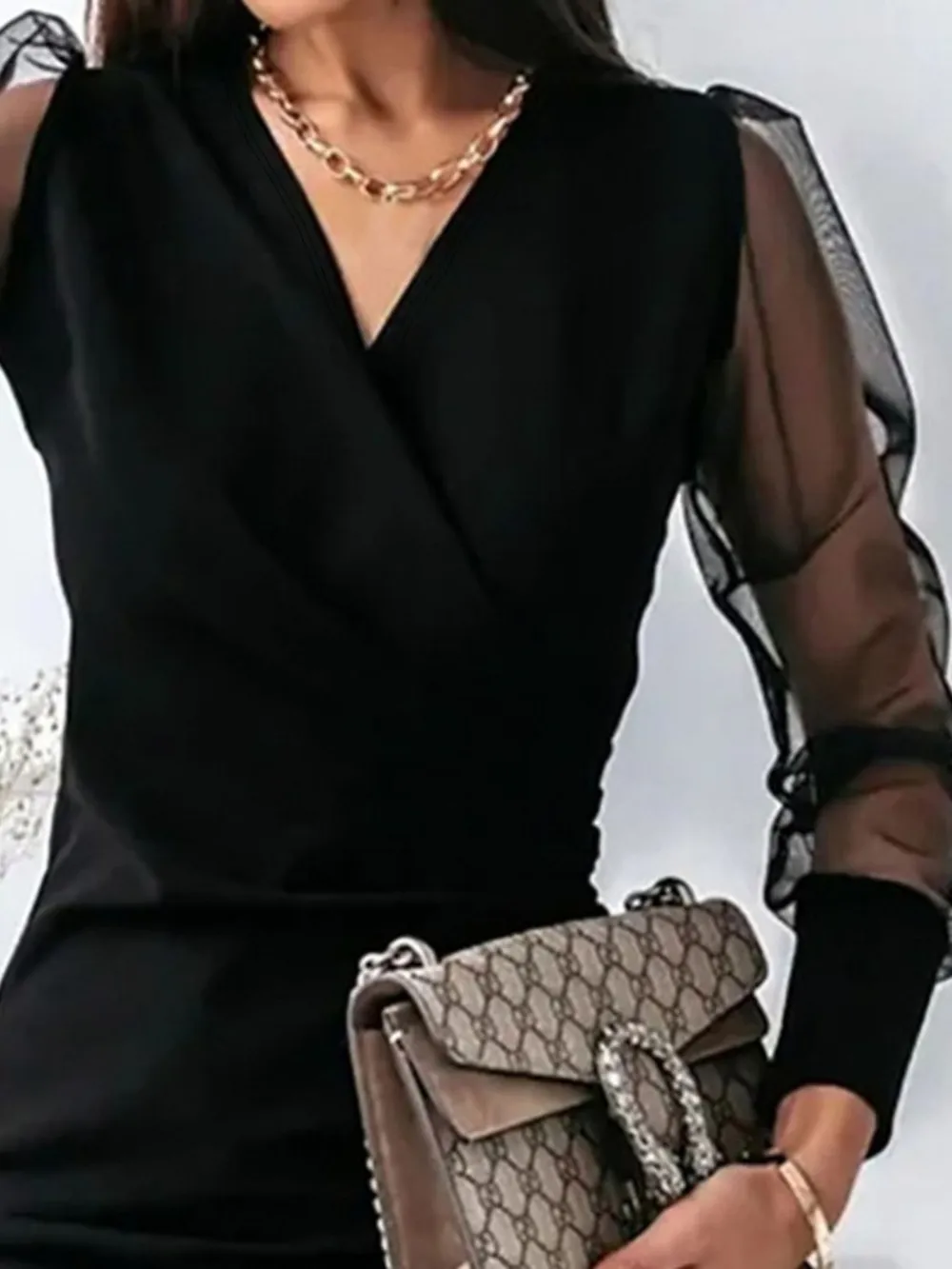 Surplice Long Sleeve Mini Dress, image 3