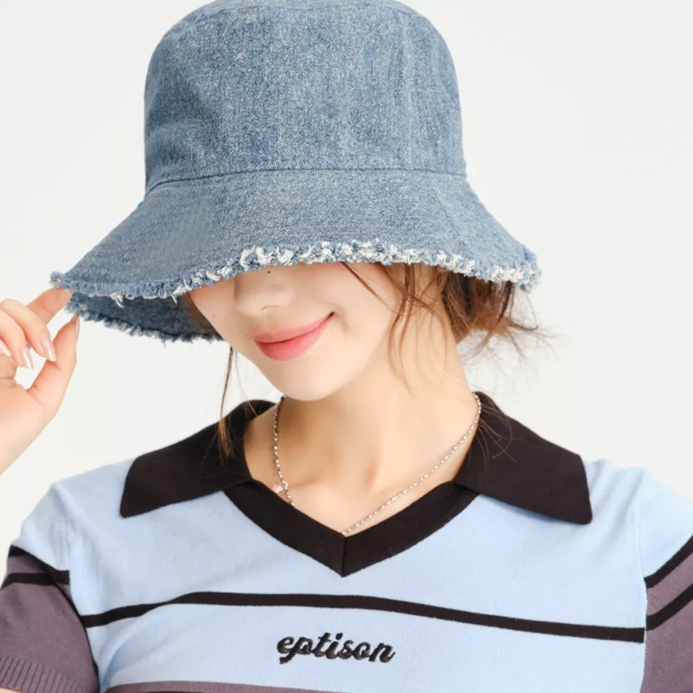 Frayed Hem Denim Bucket Hat, image 5