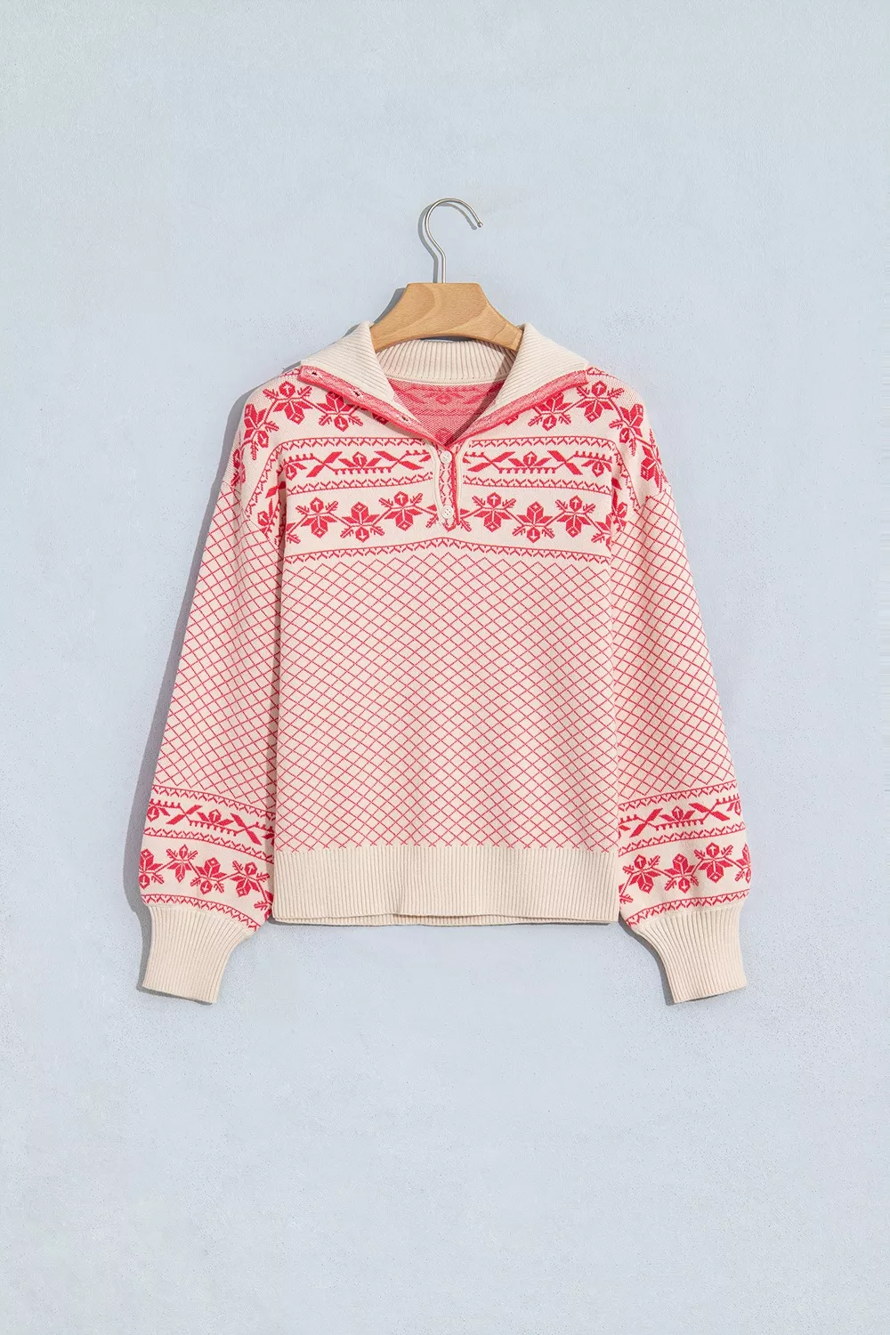 Quarter Button Dropped Shoulder Sweater, image 3