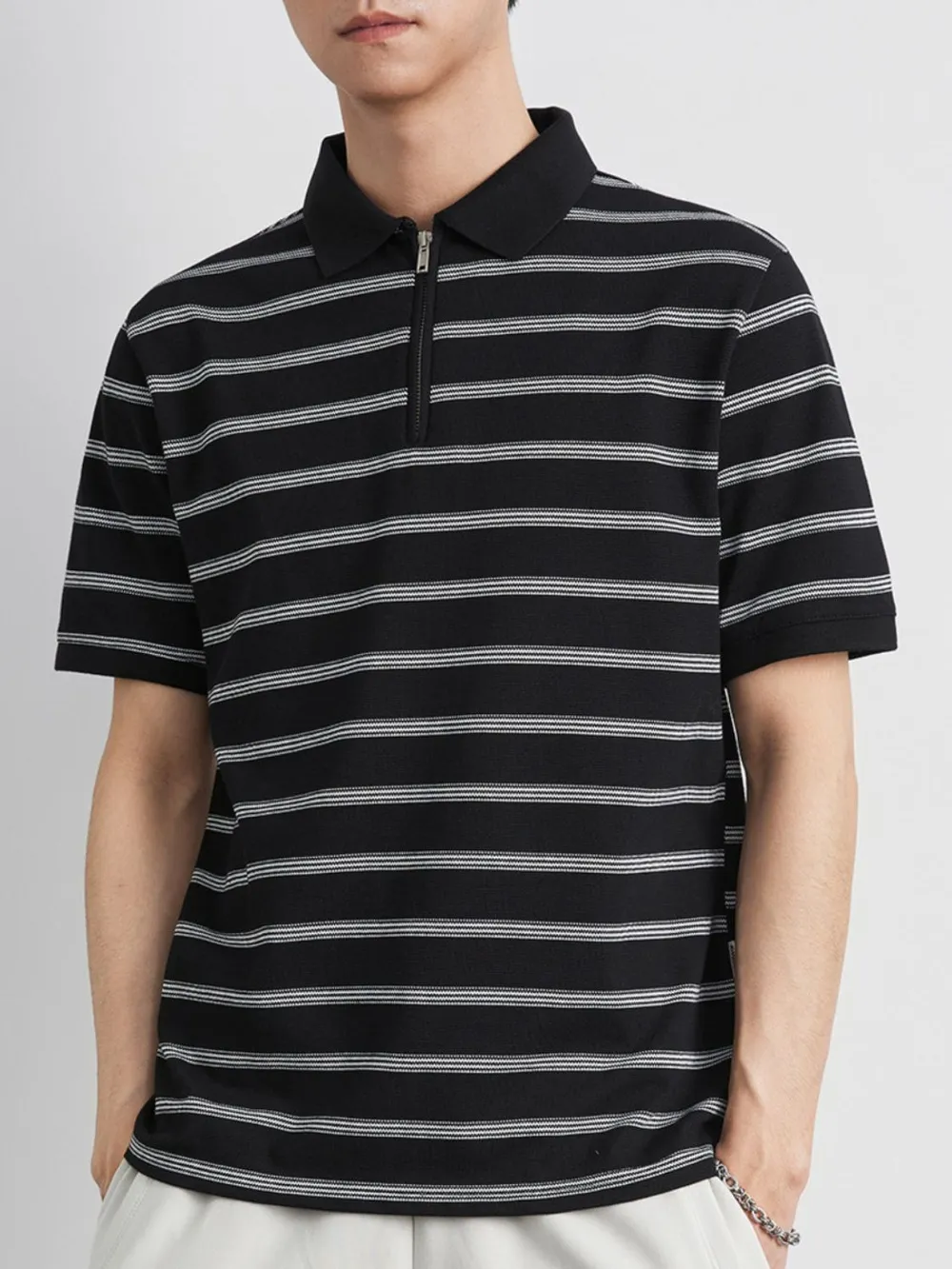 Men's Plus Size Striped Short Sleeve Polo
