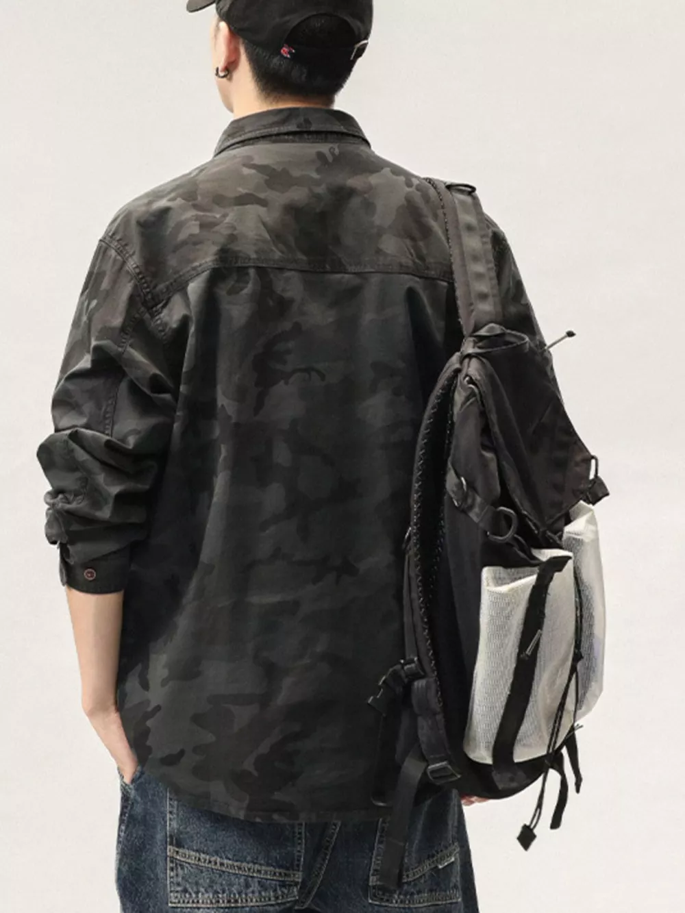 Men's Plus Size Casual Camouflage Cargo Shirt, image 2