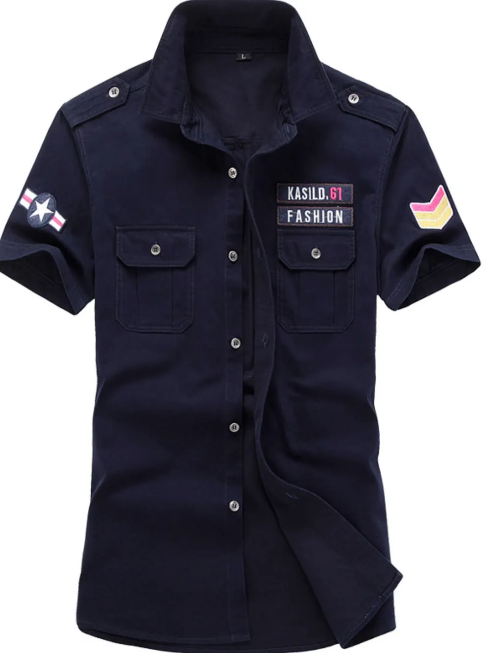 Men's Plus Size Embroidered Collared Neck Short Sleeve Shirt, image 3