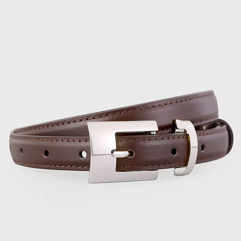 Leather Belt with Silver Buckle, image 6