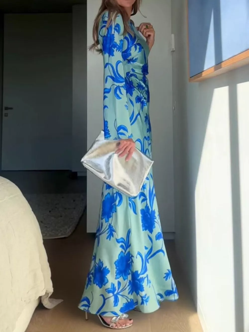 Floral Print One-Shoulder Maxi Dress, image 3