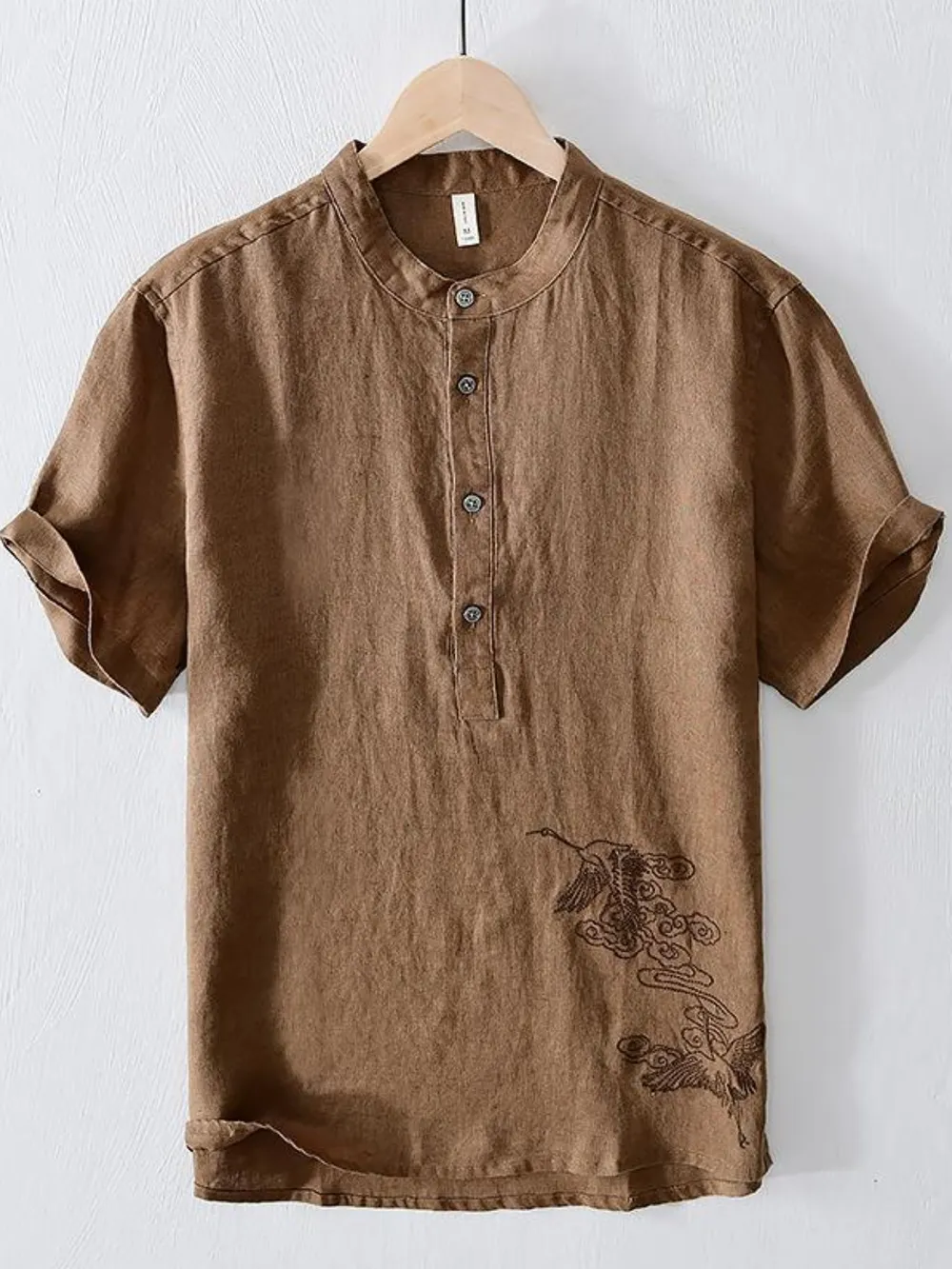 Men's Plus Size Button Detail Short Sleeve Top