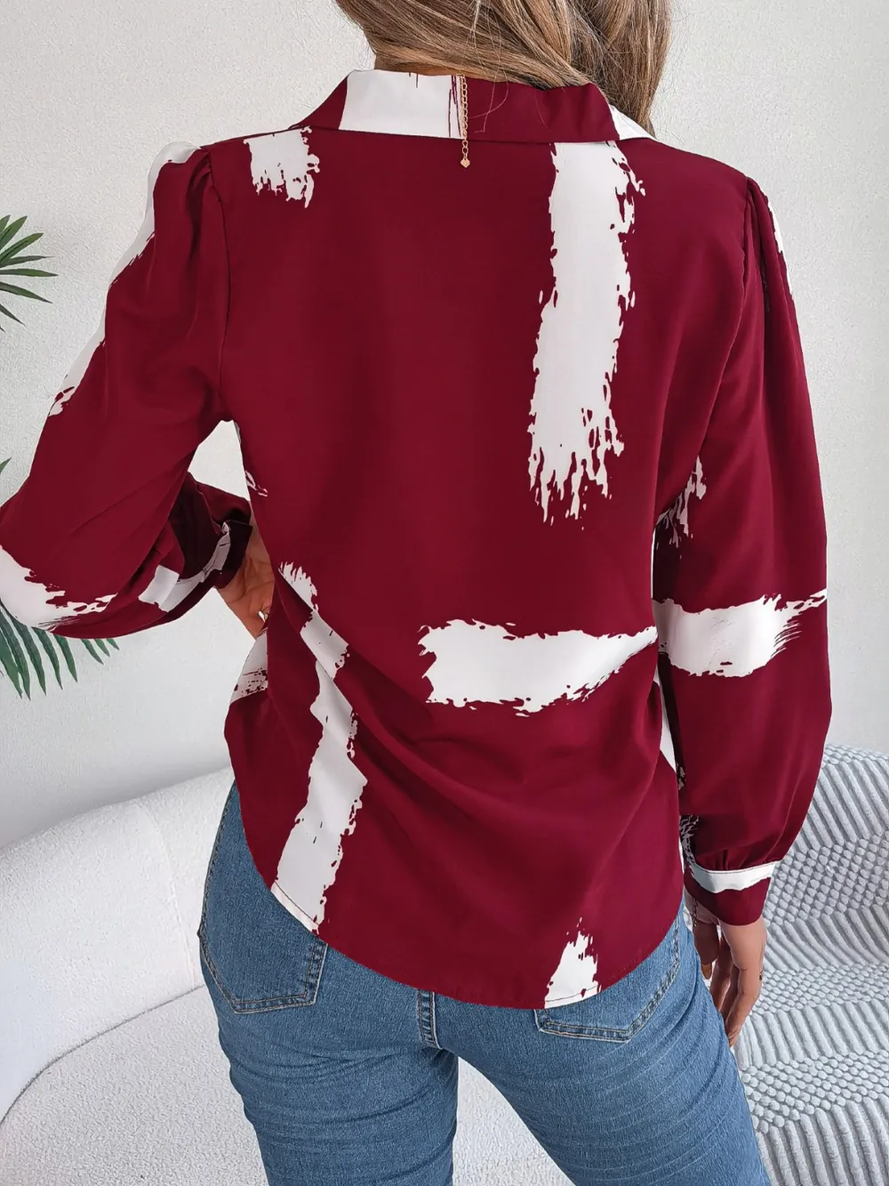 Printed Collared Neck Button Up Shirt, image 12