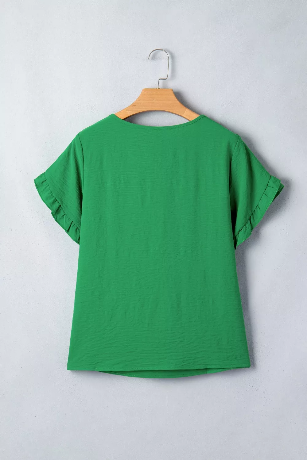 Solid Color Ruffle Trim Short Sleeve Blouse, image 17