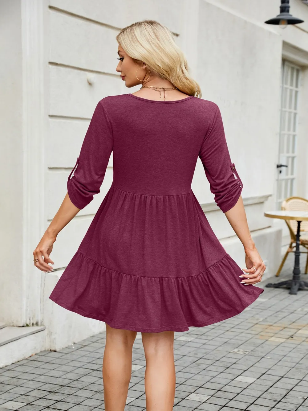 Tiered Ruched V-Neck Mini Dress, image 7