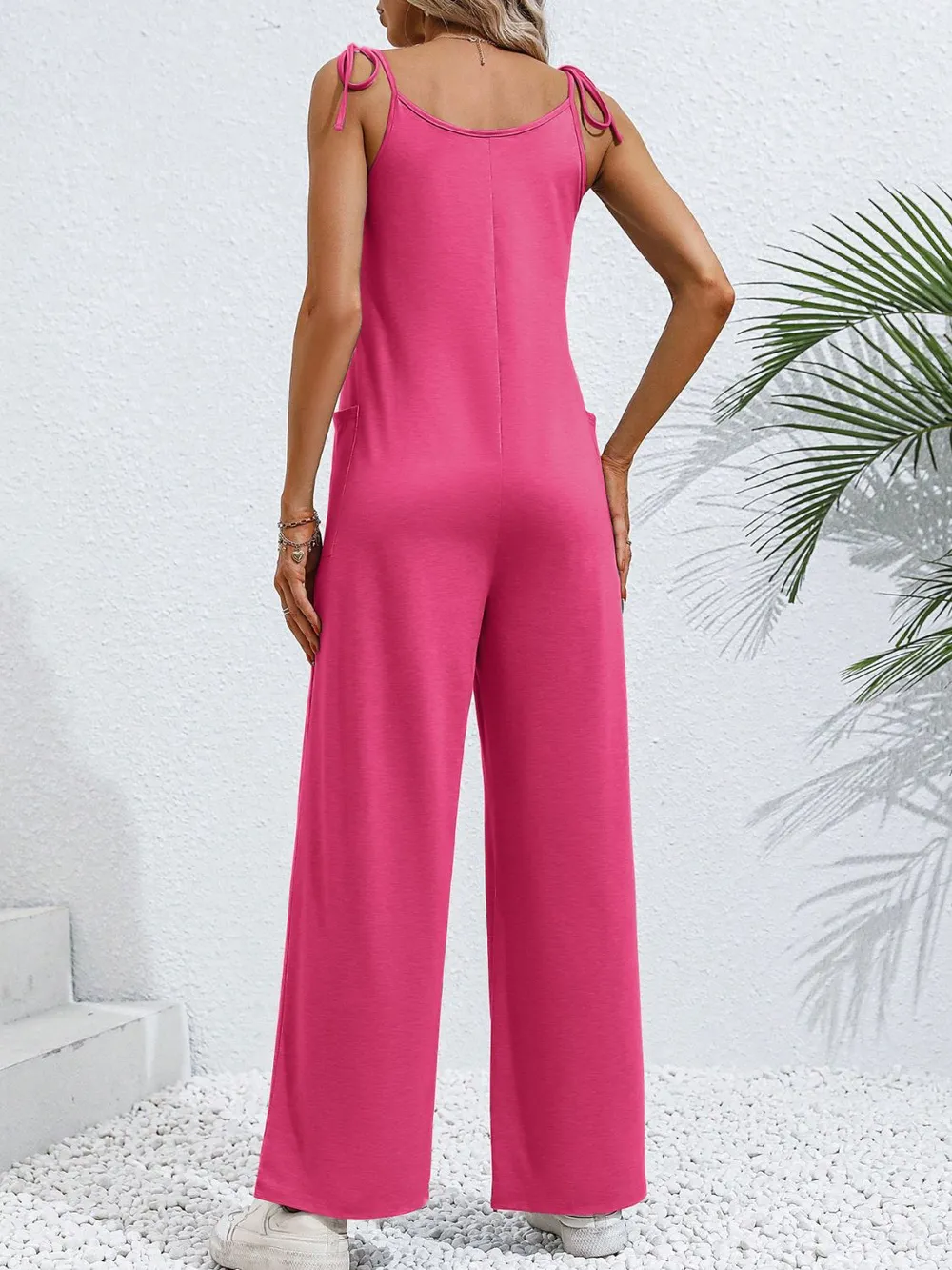 Scoop Neck Tie Shoulder Jumpsuit, image 3