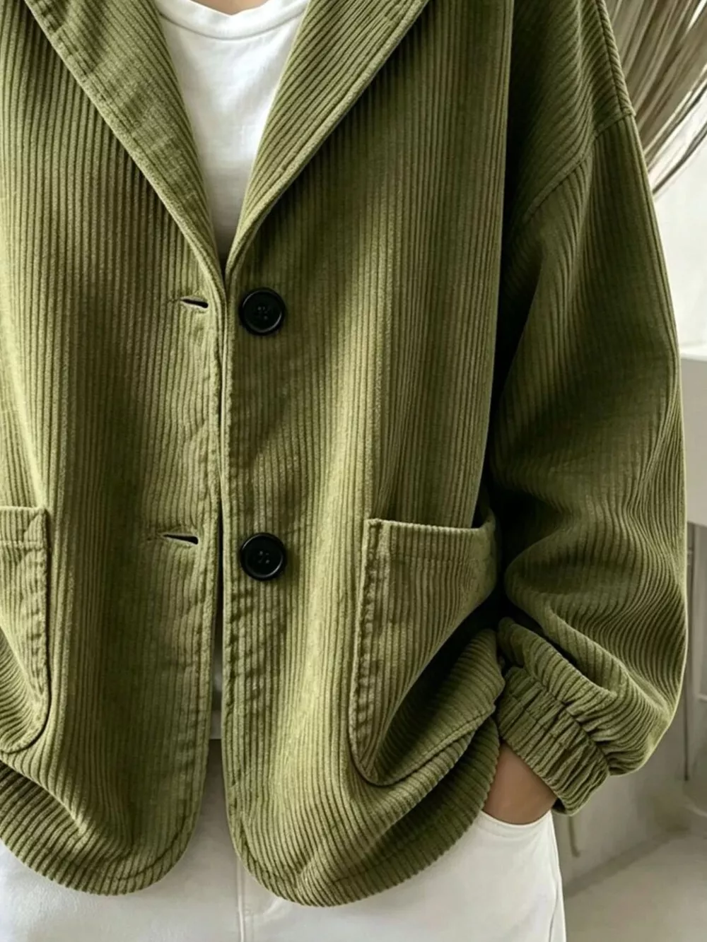 Full Size Corduroy Button Up Hooded Jacket Plus Size, image 6