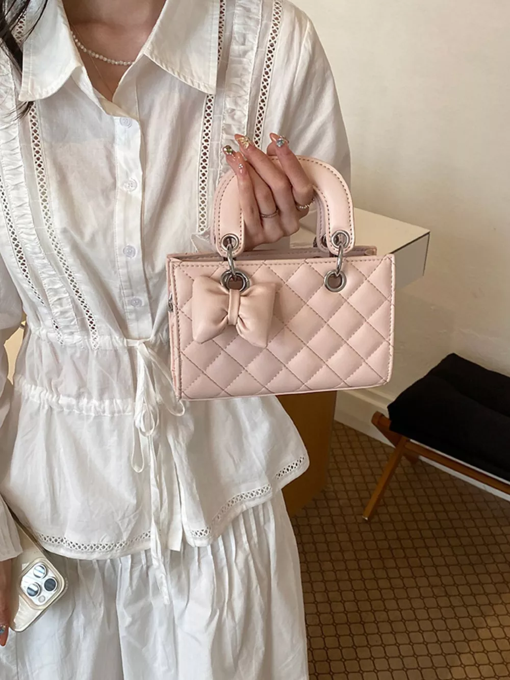 Quilted Bow Crossbody Bag, image 5