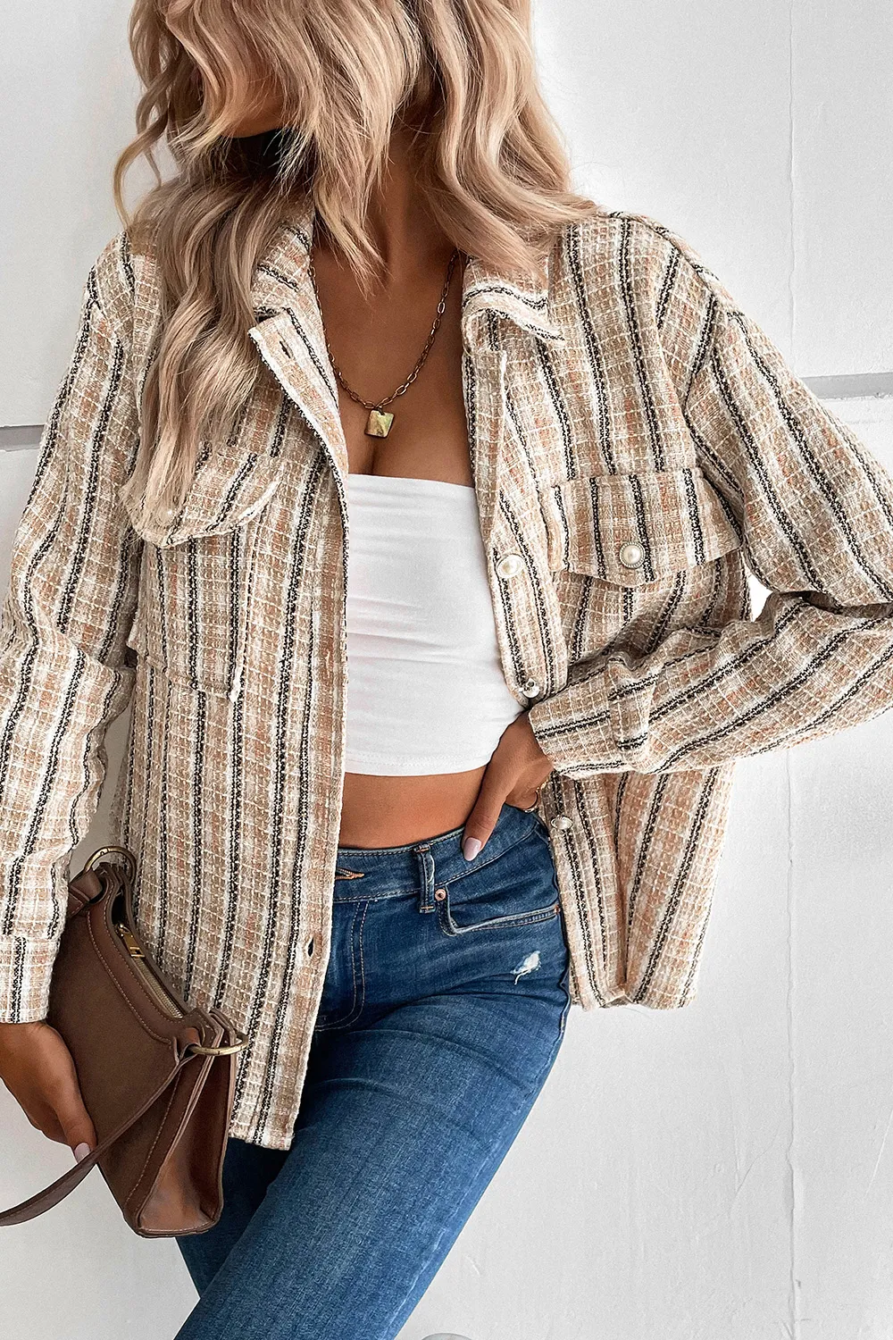 Pocketed Button Up Collared Neck Jacket, image 3