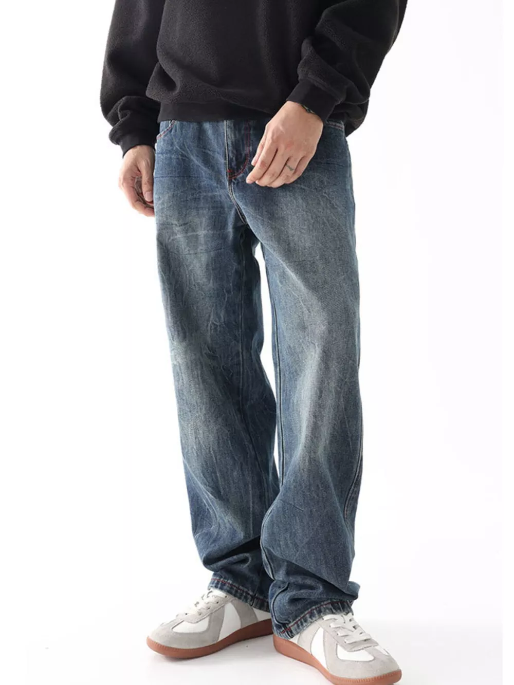 Men's Vintage Wash Loose Fit Jeans, image 3
