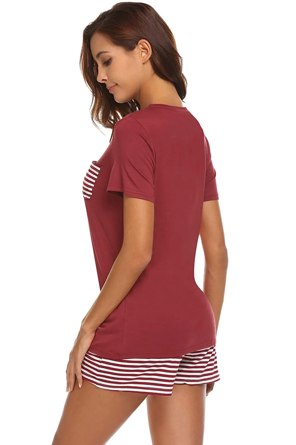 Striped Short Sleeve Top and Shorts Lounge Set, image 5