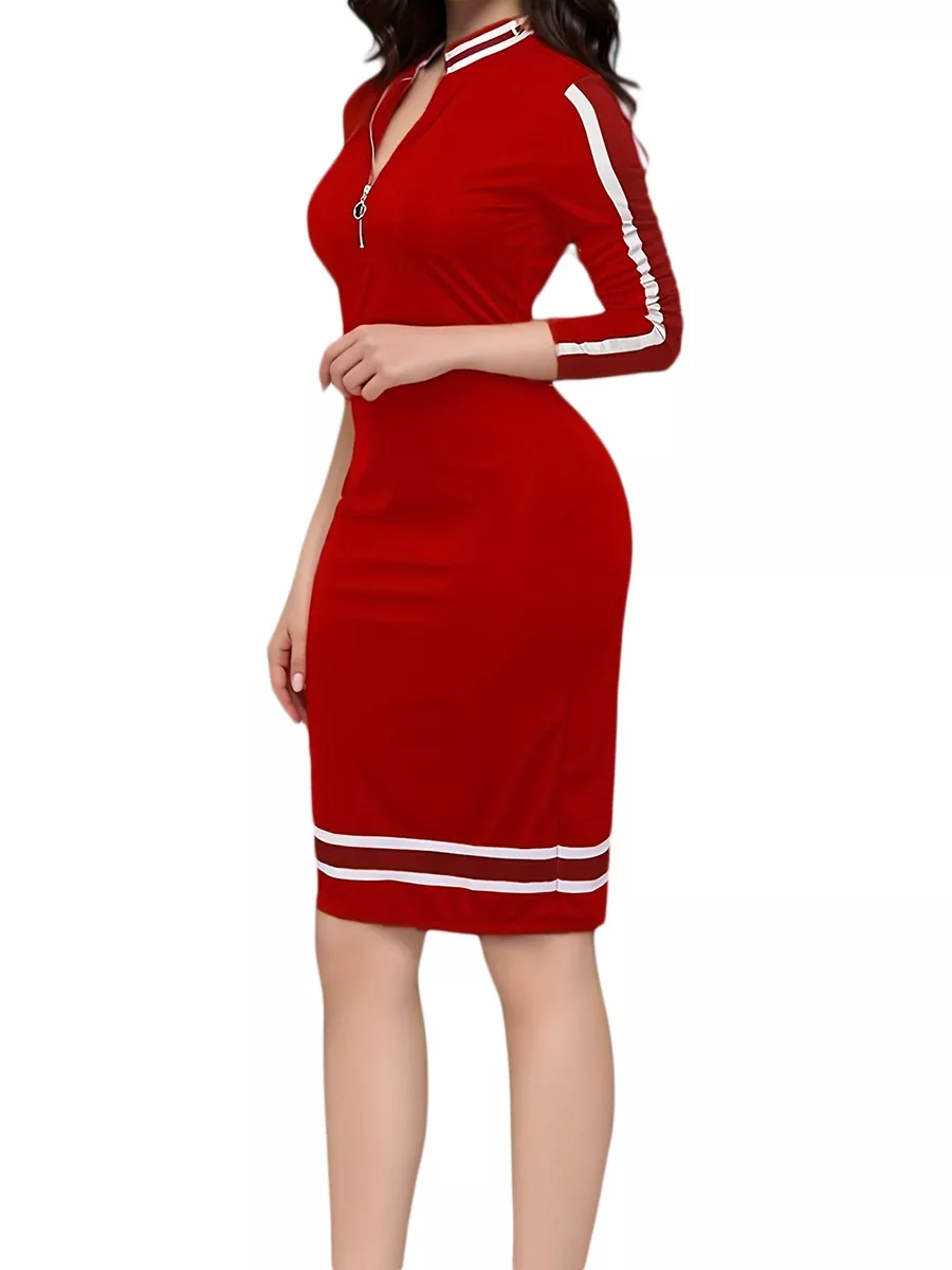 Striped Bodycon Long Sleeve Dress, image 3