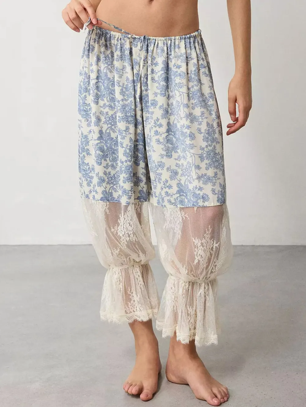 Floral Lace Patchwork Pants