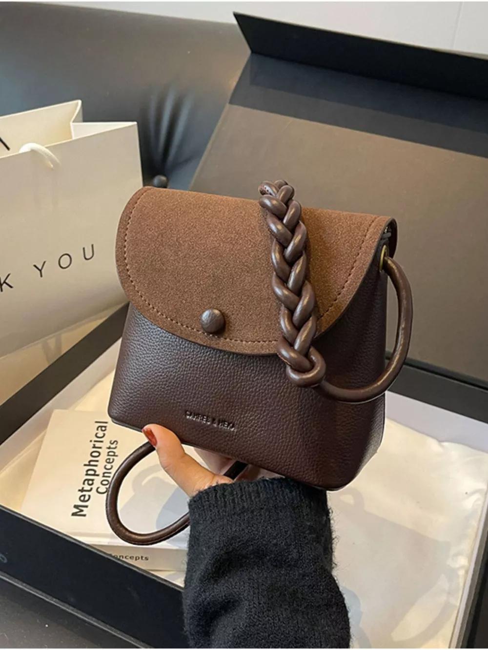 Braided Handle Flap Crossbody Bag, image 2