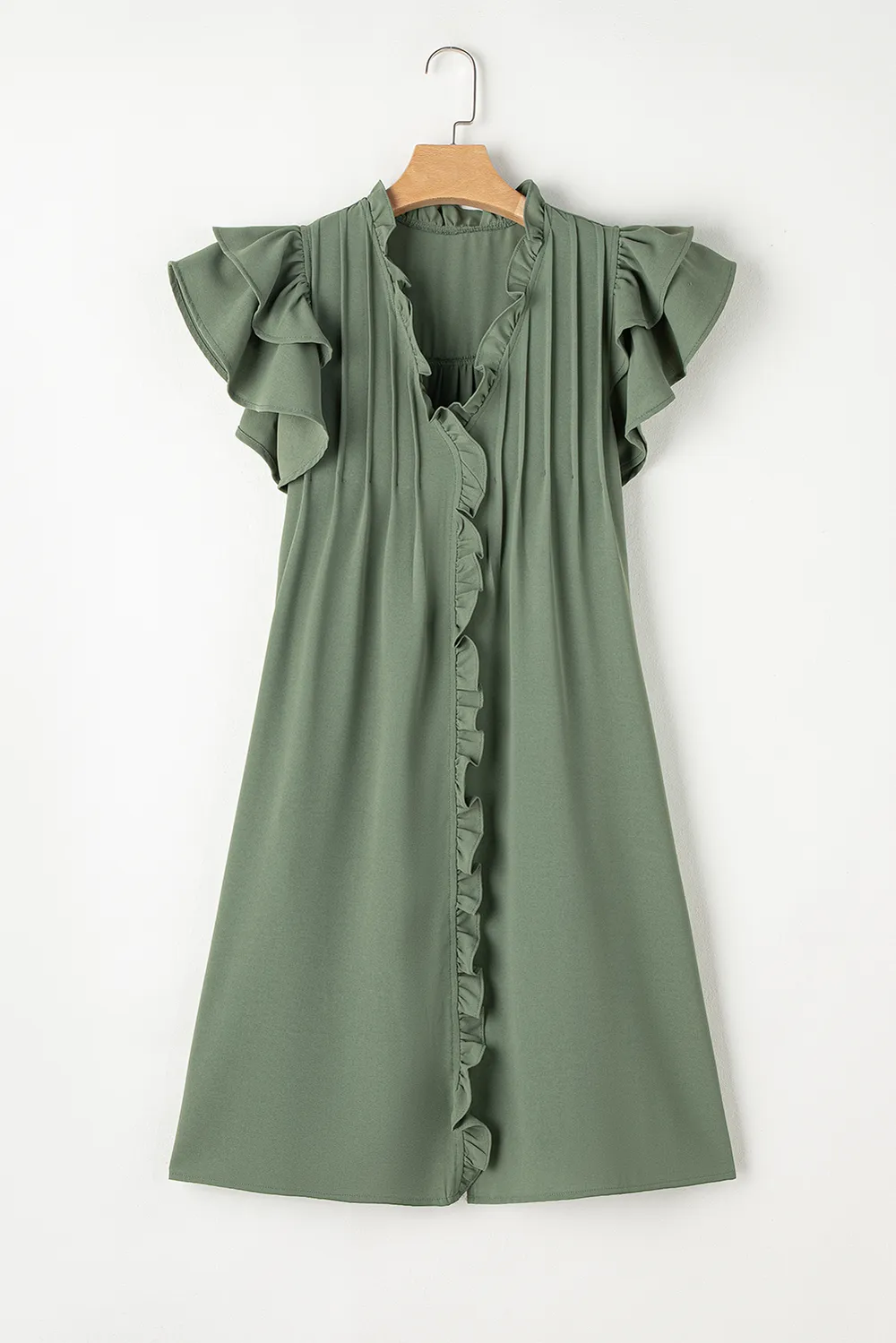 Ruffled V-Neck Cap Sleeve Mini Dress, image 2