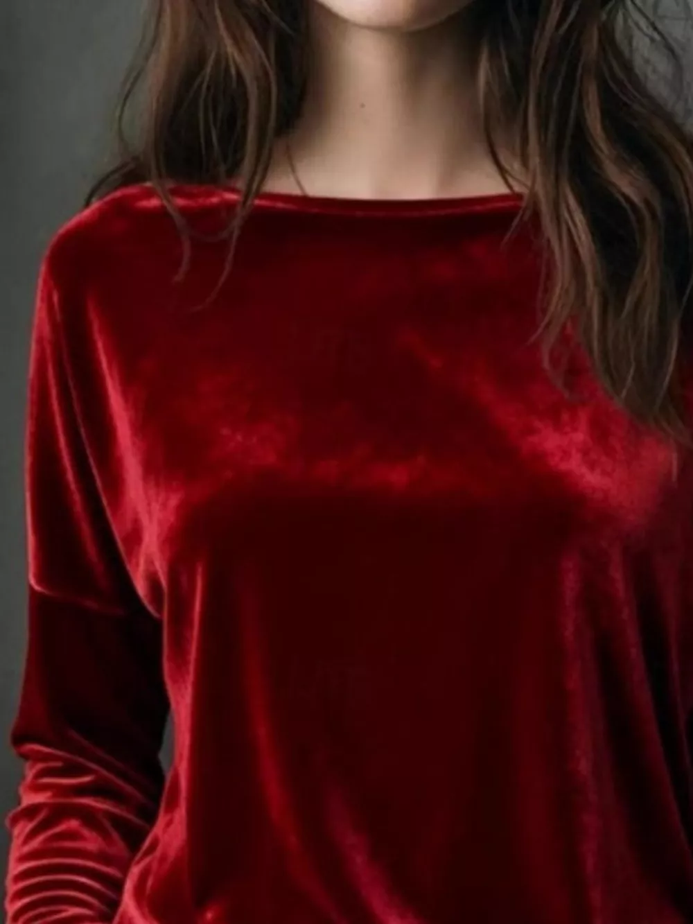 Full Size Velvet Long Sleeve T-Shirt Plus Size, image 5