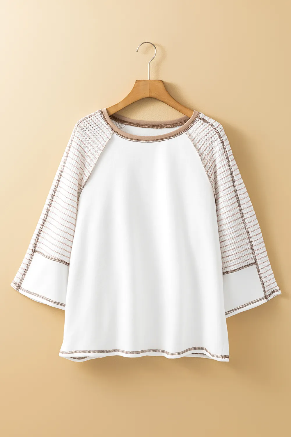 Striped Round Neck Raglan Sleeve Top, image 4