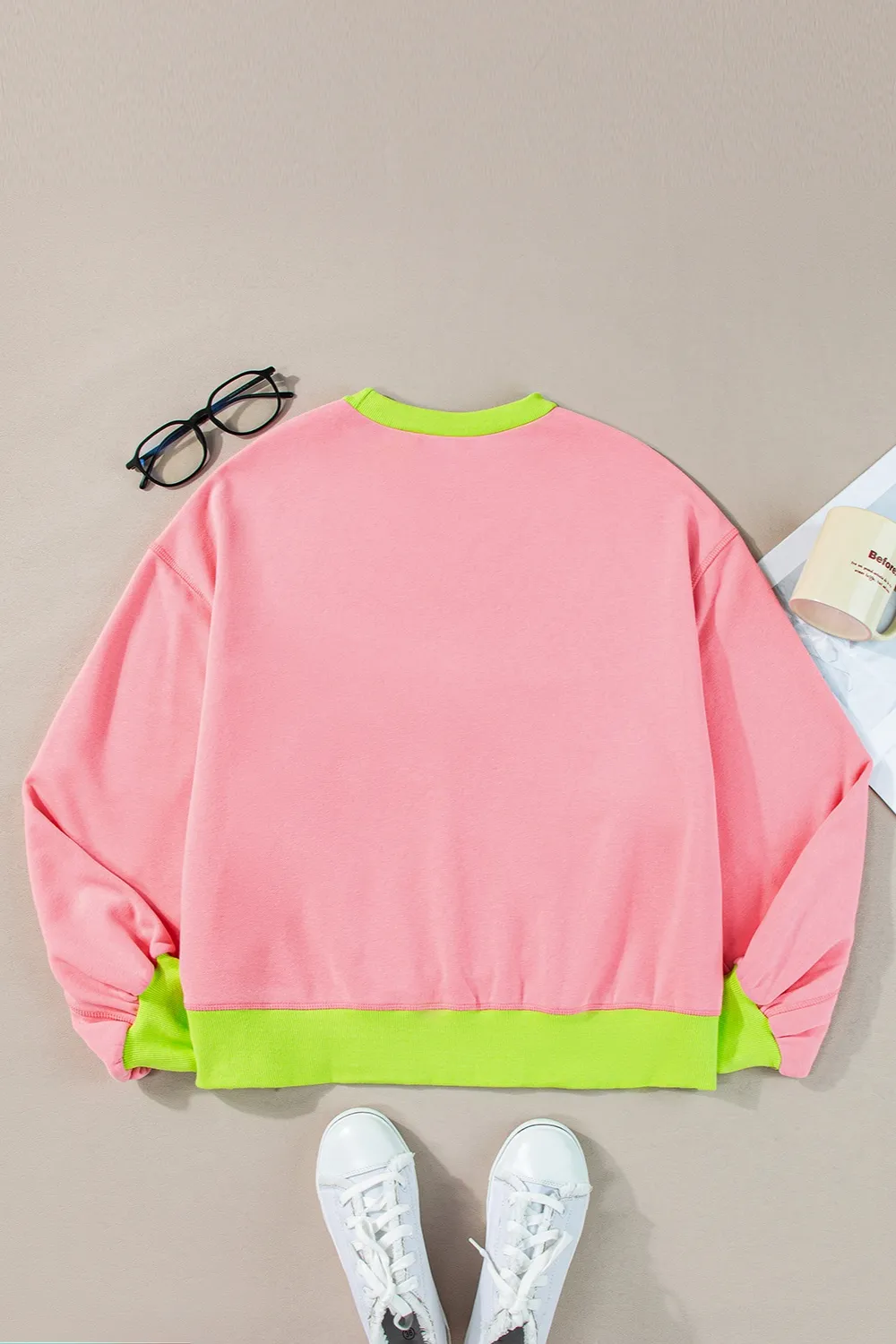 Contrast Round Neck Long Sleeve Sweatshirt, image 3
