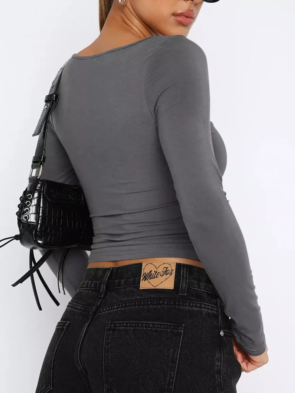 Long Sleeve Sweetheart Neck Crop T-Shirt, image 18
