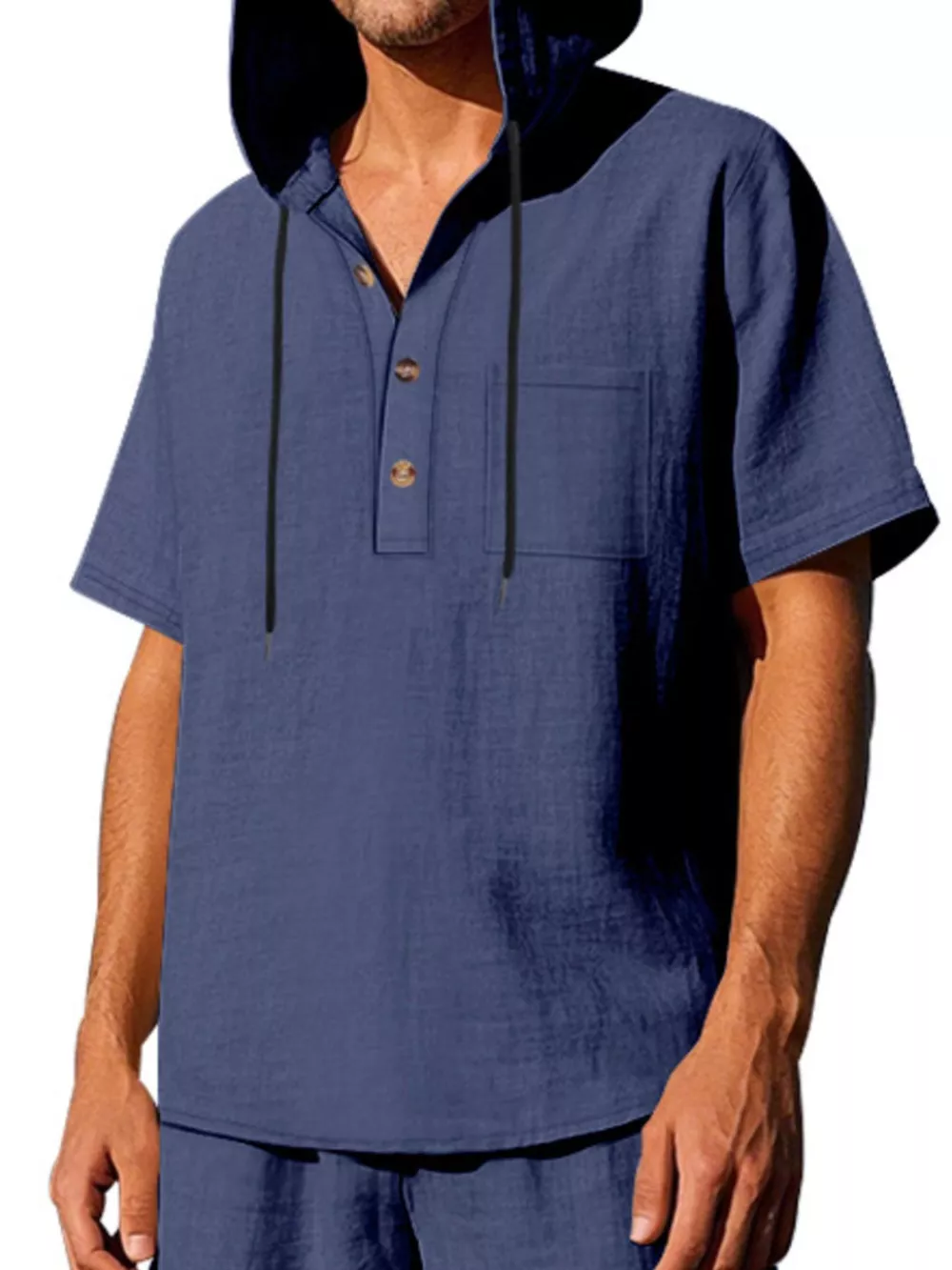 Men's Full Size Casual Short Sleeve Hooded Shirt Plus Size, image 12
