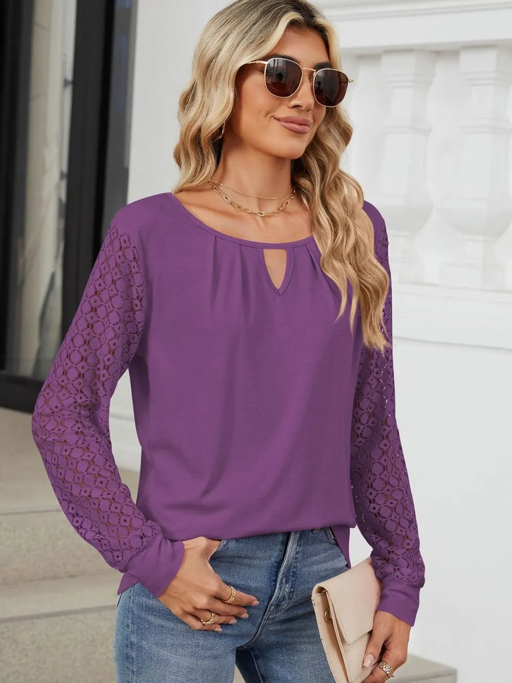 Cutout Round Neck Long Sleeve T-Shirt, image 6