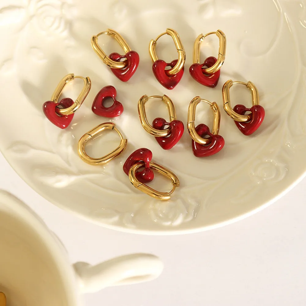 Heart Titanium Steel Earrings, image 3