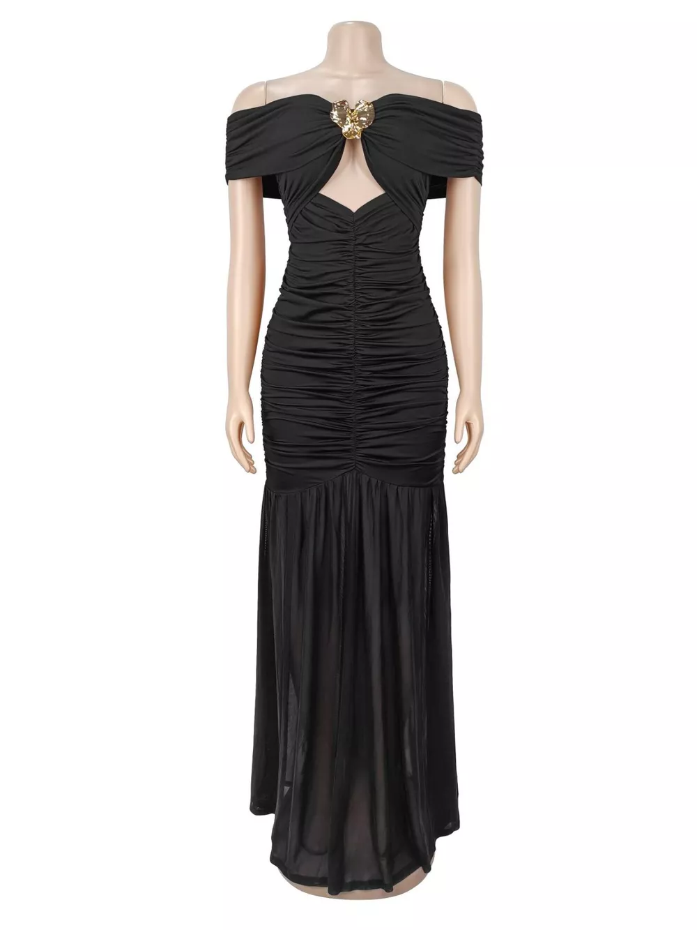 Off-Shoulder Ruched Mermaid Maxi Dress, image 3